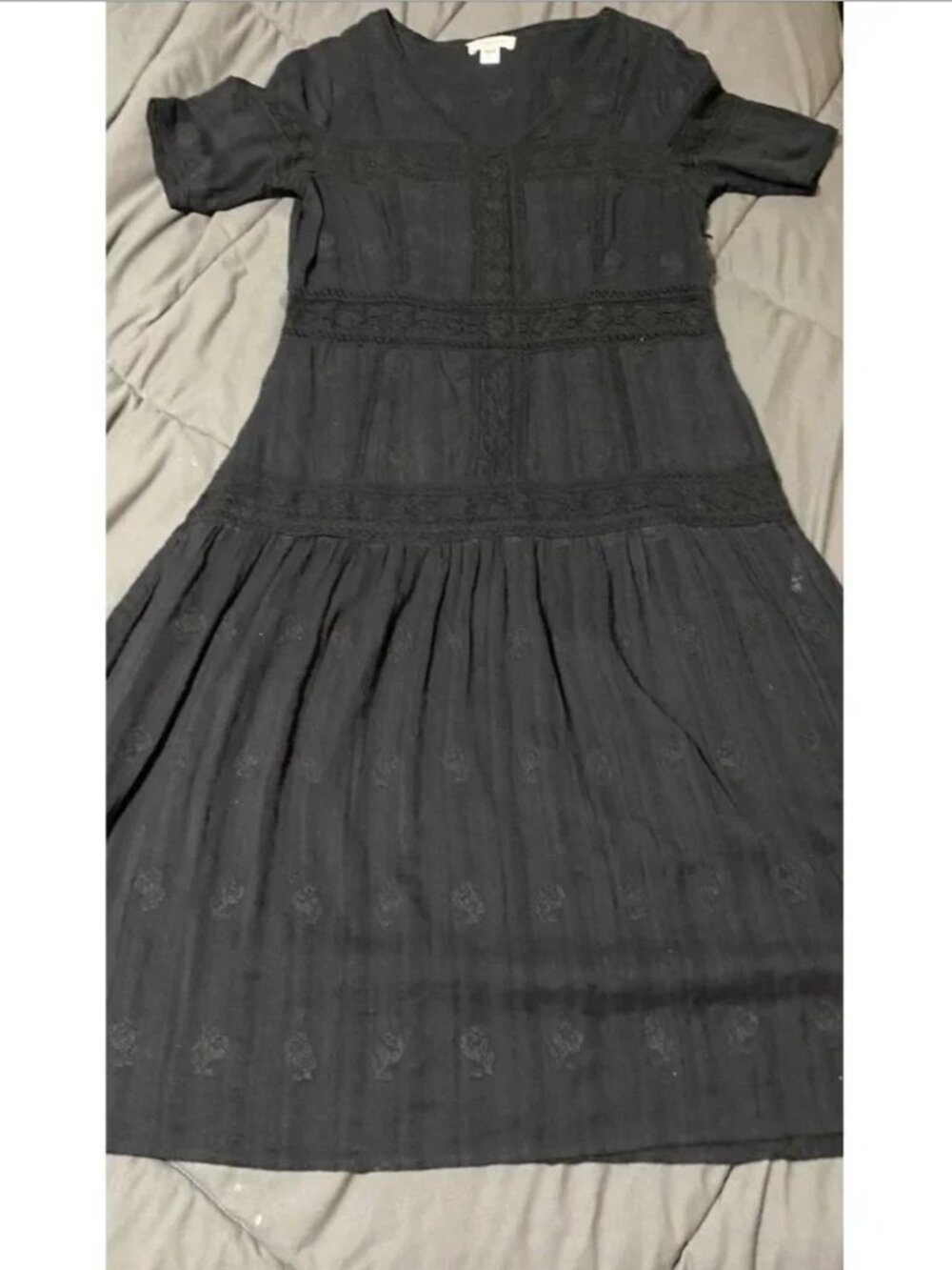 Black Lace-Trim Midi Dress - Women